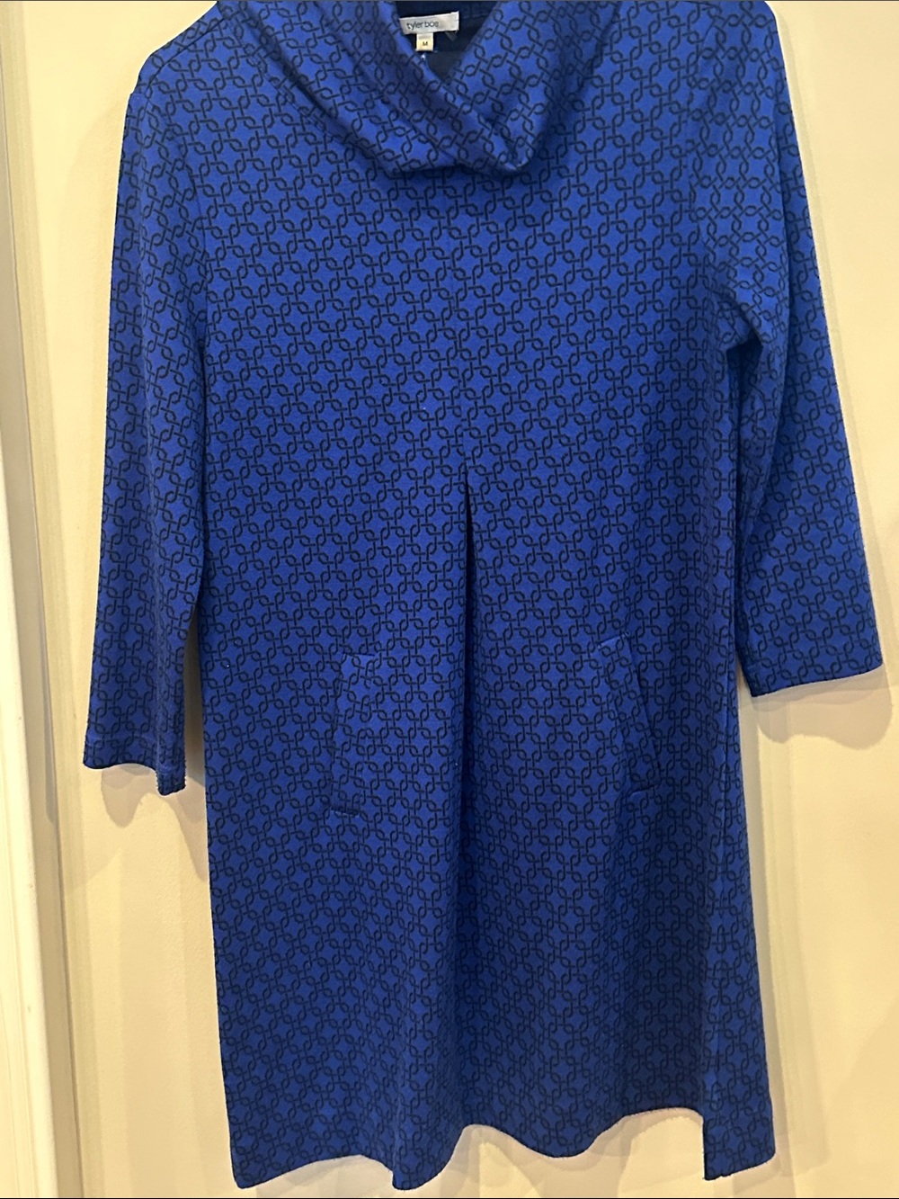Tyler Boe Royal Blue Patterned Cowl Neck Dress